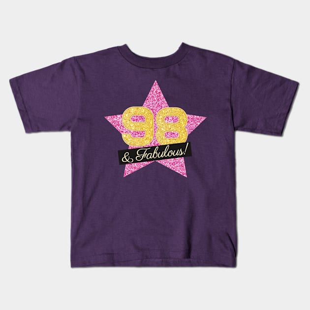 98th Birthday Gifts Women Fabulous - Pink Gold Kids T-Shirt by BetterManufaktur